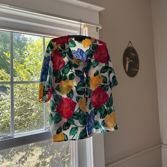 VTG Floral Satin Cover Up - Picture 2 of 6